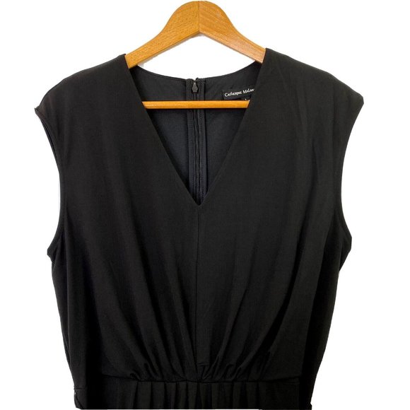 Catherine Malandrino Women's Medium Wide Leg Jumpsuit V Neck Sleeveless Black - Picture 5 of 11